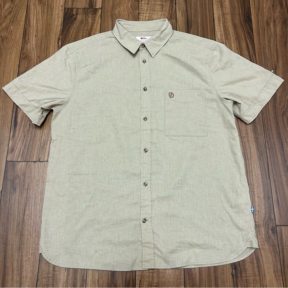 Fjallraven Ovik Travel Shirt Mens Large Hemp Blend Comfort Fit Short Sleeve - Picture 1 of 12